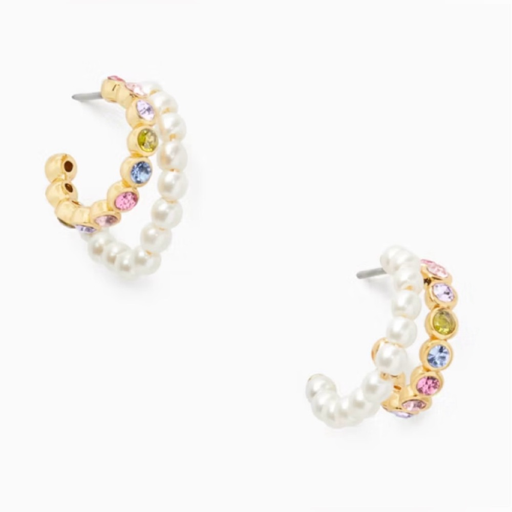 Kate Spade Pearl Caviar Double Huggie Earrings